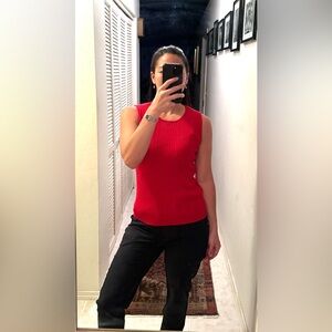 Red Sleeveless Knit Top